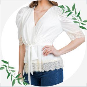 PUFF LACE SLEEVE AND BOTTOM LACE CREAM